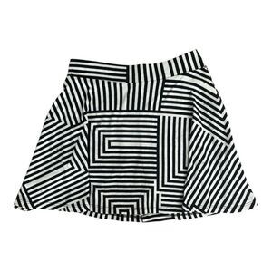 Vintage Noble U Y2K Geometric Striped Fit & Flare Mini Skirt | Size Small Retro
